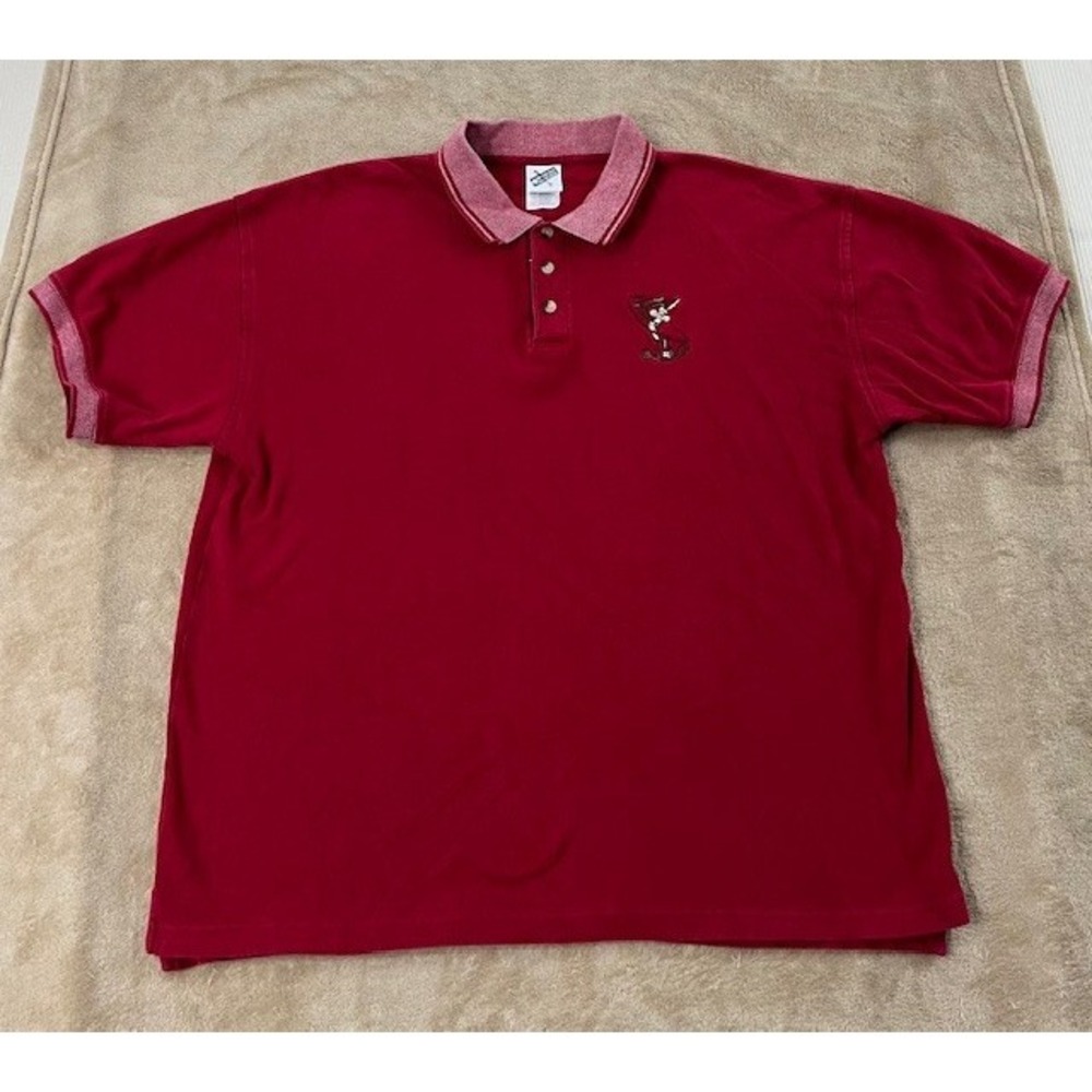 Vintage 2001 Warner Bros Polo‎ Shirt Mens XL Red Wile E. Coyote Short Sleeve